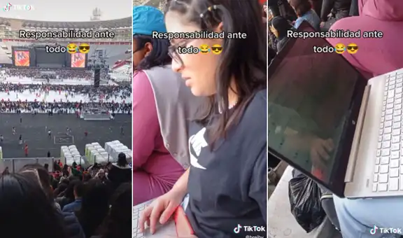 Peruana lleva su laptop al concierto de Daddy Yankee para seguir trabajando hasta que inicie el show