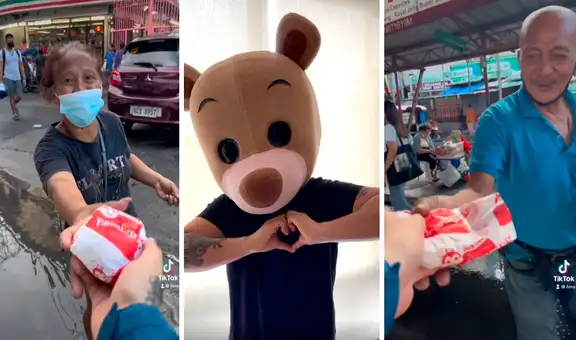 ¿Está de regreso? Osito Lima compra 100 hamburguesas y las reparte a transeúntes en Filipinas