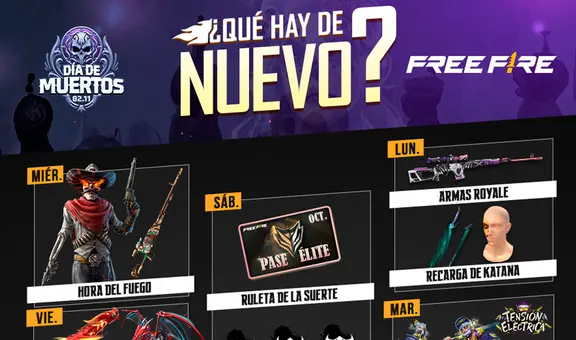 Free Fire libera su agenda semanal del 26 de octubre al 1 de noviembre con Don Muerte y Torre del Rey