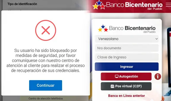 ¿Cómo desbloquear mi usuario en la plataforma web del Banco Bicentenario?