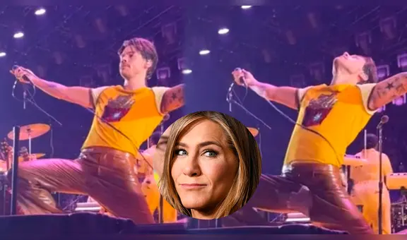 Harry Styles pasó bochornoso momento al romper su pantalón frente a Jennifer Aniston en concierto