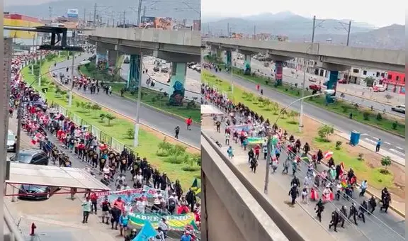 Miles de manifestantes marchan desde San Juan de Lurigancho hacia el Centro de Lima