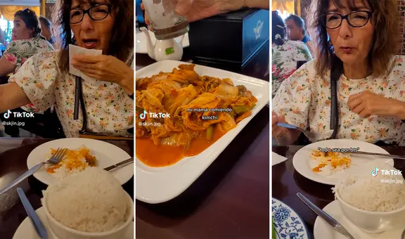 Madre come kimchi coreano por primera vez y su reacción se vuelve viral: "Todo sea por BTS"