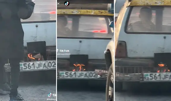 Ni gas ni petróleo: usuarios captan a hombre manejando un auto propulsado por carbón