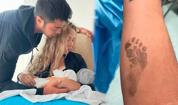 'Gato' Cuba enternece las redes al estamparse el pie de su hija con Ale Venturo en el brazo