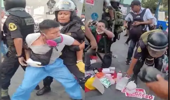 Centro de Lima: policías retienen a equipo de brigadistas de salud y les quitan sus pertenencias
