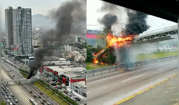 Controlan incendio en puente peatonal de Paseo de la República