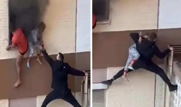 Como si fuese Spider-Man: hombre trepa edificio para ayudar a niños a escapar de incendio