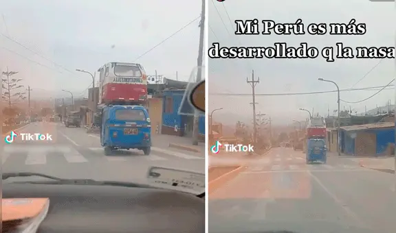 “Transporte en Perú es superior a la NASA”: captan mototaxi de 2 pisos transitando por Carabayllo