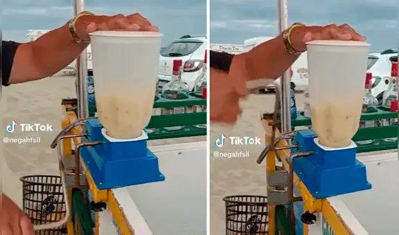 Licuadora playera: emprendedora utiliza artefacto que tritura la fruta sin conectarlo a la electricidad