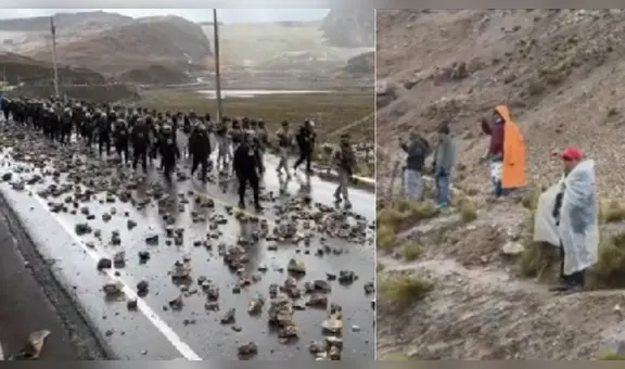Fuerzas del orden desbloquean carretera central mientras entonan cantos contra terroristas