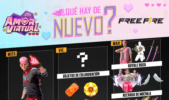 Free Fire: agenda semanal por Día de San Valentín, del 8 al 14 de febrero, con Royale Rosa