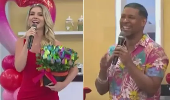 ‘Giselo’ recibe romántica sorpresa EN VIVO de su novio Paolo por el Día de San Valentín