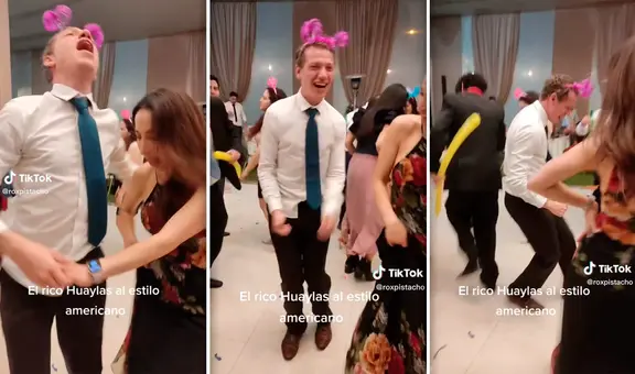 Extranjero causa sensación en redes al bailar huaylas en una boda en Perú