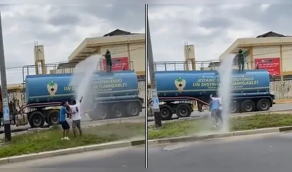 "En el norte no se aguanta el calor": jóvenes piuranos no dudan en bañarse con agua de cisterna