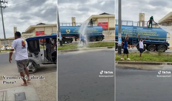 Piuranos no aguantan el calor extremo y se bañan con cisterna: "Finjamos que no es agua residual"