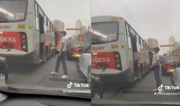 Joven peruano se enoja con pasajero que arrojó basura a la calle, agarra el residuo y se lo lanza de vuelta