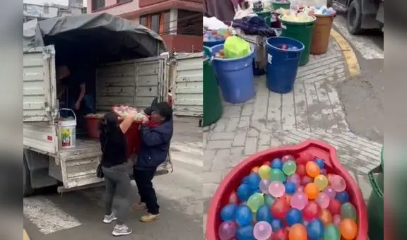 “¡Los dum, dum!”: familia es captada emprendiendo negocio de venta de globos con agua por carnavales