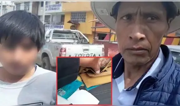 Padre e hijo devuelven billetera que encontraron y dan ejemplo de honestidad en carnaval de Cajamarca