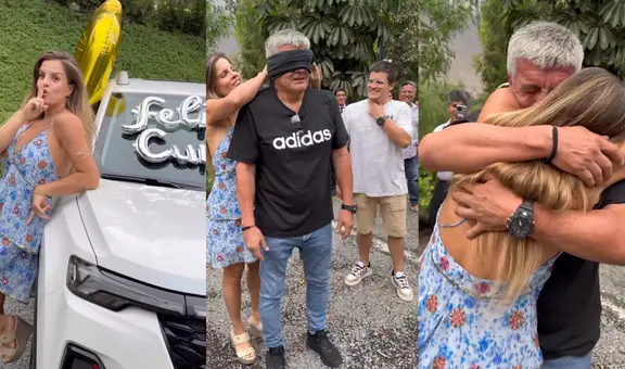 Alejandra Baigorria sorprende a su papá con camioneta por su cumpleaños y él rompe en llanto