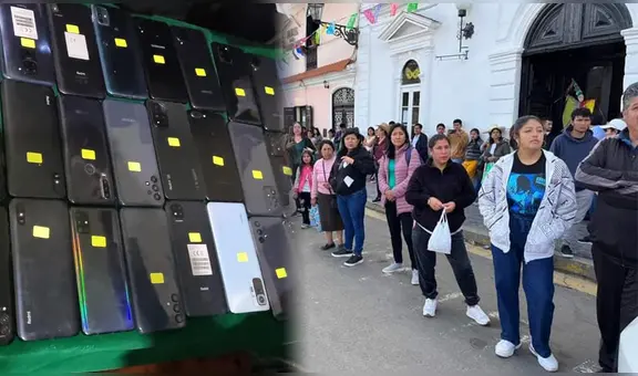 Ciudadanos forman largas colas para recuperar celulares robados en el carnaval de Cajamarca
