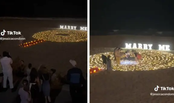 Joven le pide matrimonio a su novia en la playa, pero se le cae el anillo en la arena