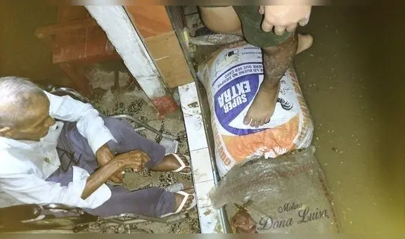 Casa de adultos mayores se inunda tras lluvias en Piura y fueron rescatados