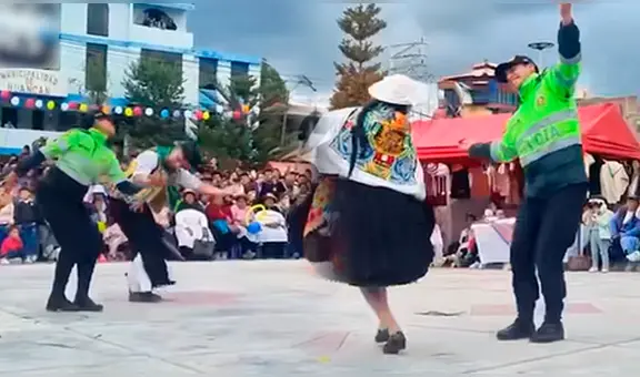 Lo llevan en la sangre: policías se roban el show en concurso de huaylarsh en Huancayo