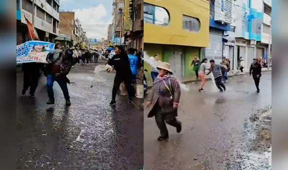 “Ya no respetan a los huelguistas”: manifestantes son bañados en agua por carnavales y video se hace viral