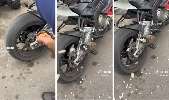 Joven utiliza el tubo de escape de su moto lineal para hacer canchita: "Con sabor a combustible"