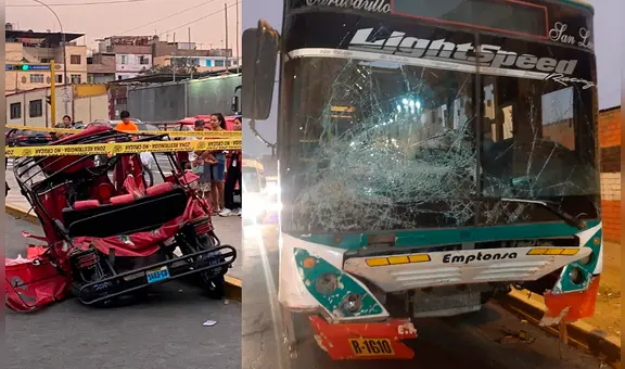 Rímac: choque entre bus y mototaxi deja 2 muertos y un herido