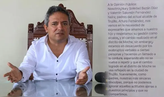 Padres de alcalde de Trujillo tras comentarios misóginos: “Estamos en desacuerdo por los exabruptos verbales”