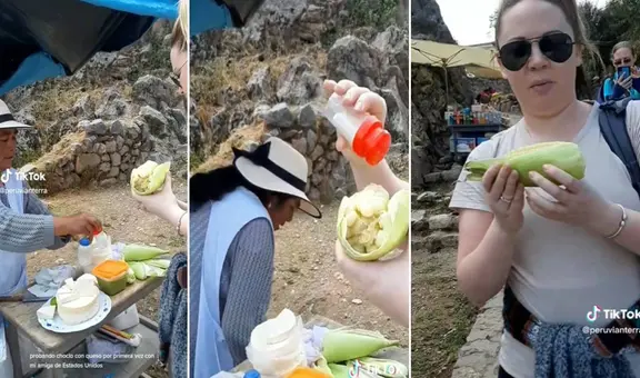 Estadounidense prueba choclo con queso y comete curioso error: “Así no se come”