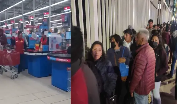 Ciudadanos realizaron largas colas para ingresar a Plaza Vea que volvió a abrir en Juliaca