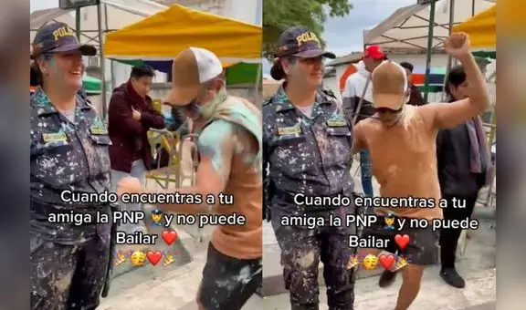 “Cuando encuentras tu amiga PNP y no puede bailar”: carnavalero provoca ganas de bailar a policía