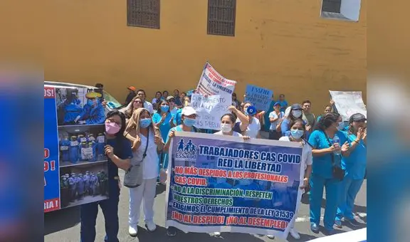 Trabajadores CAS COVID-19 protestaron por no renovación de contratos en Trujillo