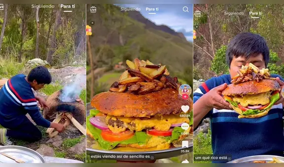"Qué riquito está": preparación de hamburguesa gigante sorprende a millones y se vuelve viral