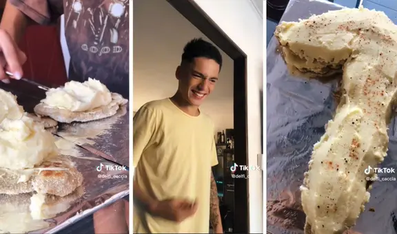 Joven recibe por aniversario una torta de milanesa con puré y su reacción de hace viral