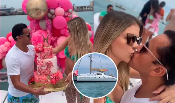 Brunella Horna: Richard Acuña la sorprende con fiesta en yate por su cumpleaños