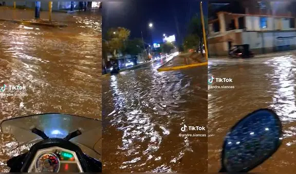 “Preciso un barco”: joven motociclista graba calles de Piura tras lluvia de 6 horas