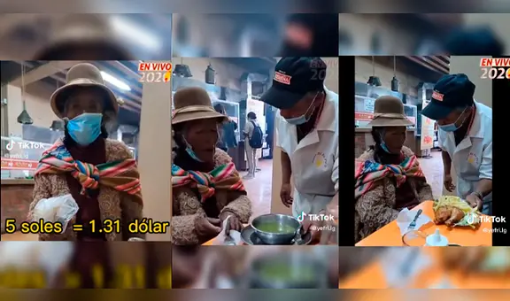 Hombre invita a comer a adulta mayor que estuvo trabajando sin almorzar: "Así dan ganas de apoyar"