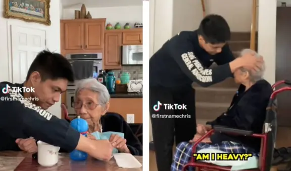 Joven lleva cuidando 7 años a su abuelita de 96 para evitar que la lleven a un asilo
