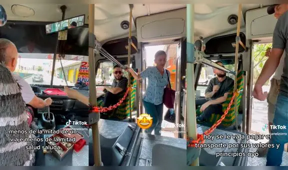 Tiktoker sorprende al pagar el pasaje de las personas que saludan a chofer de bus