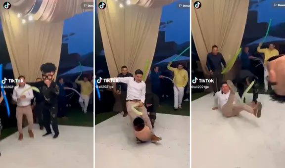 ¡Lo ‘decapitó’! Muñeco saca a bailar a invitado de fiesta, pero este se cae y le saca la cabeza