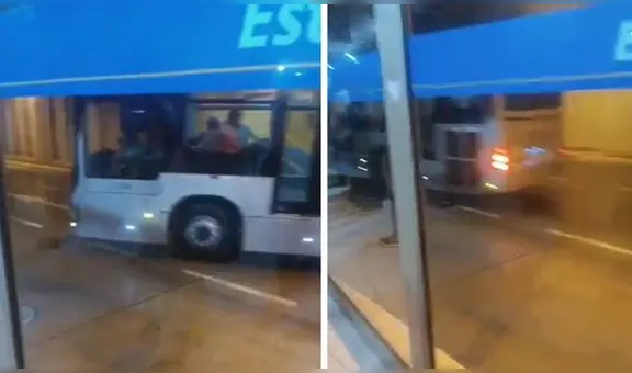 Bus del Metropolitano resbala y casi choca contra lunas de la Estación Central