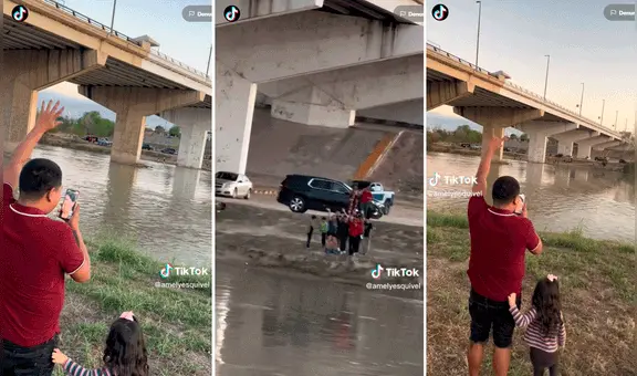 ¡Lejos y a la vez tan cerca! Migrante acude al río Bravo para poder ver a su familia