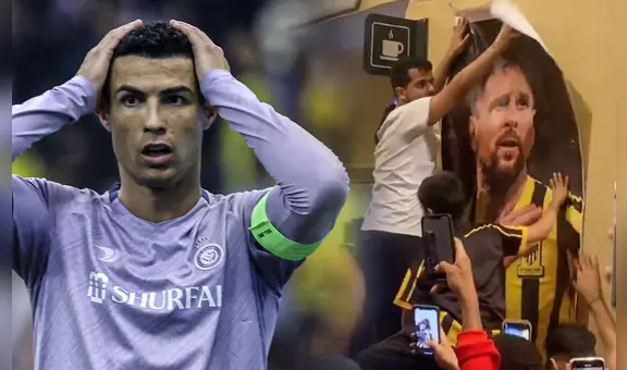 Al-Ittihad venció a Al-Nassr de Cristiano y sus hinchas se burlan con gigantografías de Messi