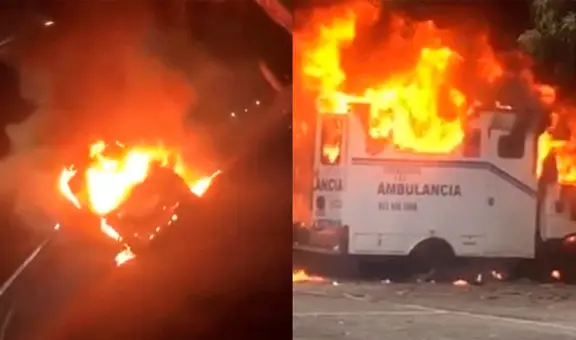 Supuestos protestantes queman 2 ambulancias en Colombia: embarazada iba en una de ellas
