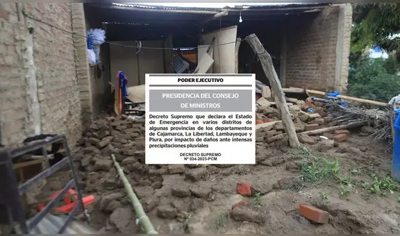 Declaran en estado de emergencia distritos en Cajamarca, La Libertad, Lambayeque y Piura