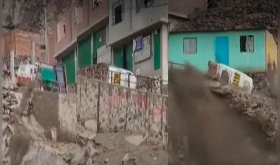 Huaycán: mototaxi que estaba estacionado fue arrastrado por huaico